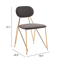 SILLA DE COMEDOR GRIS CON BASE DORADA MID-CENTURY