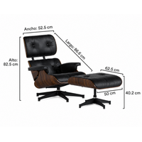 Sillón Lounge Victoriano Negro con Descansapiés, Tapizado en PU y Madera Nogal, Sillón Individual para Sala, Oficina o Lectura, Diseño Elegante y Cómodo