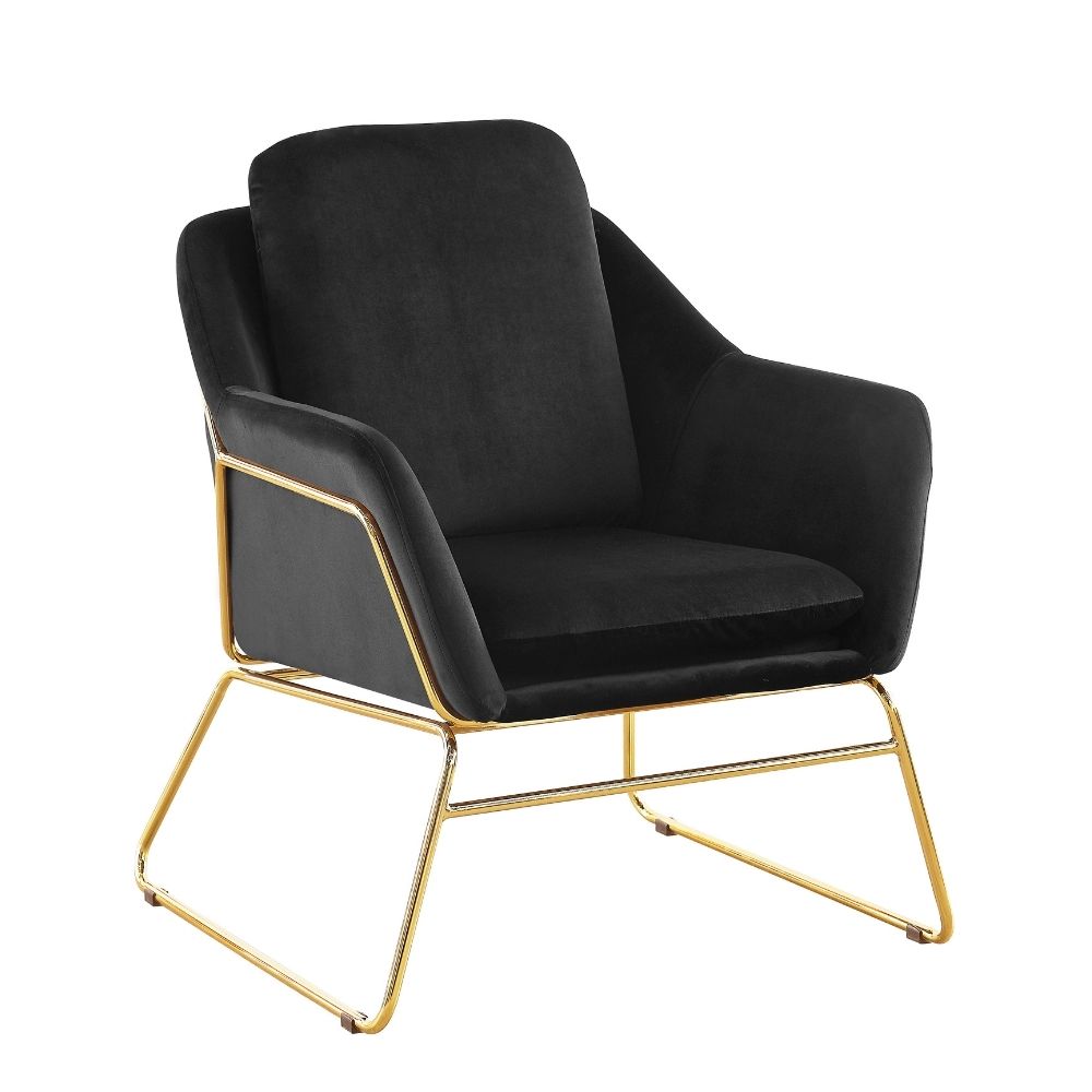 SILLON OCASIONAL ÍLORA VELVET NEGRO PATAS GOLD