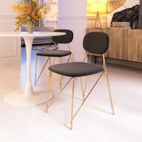 SILLA DE COMEDOR GRIS CON BASE DORADA MID-CENTURY