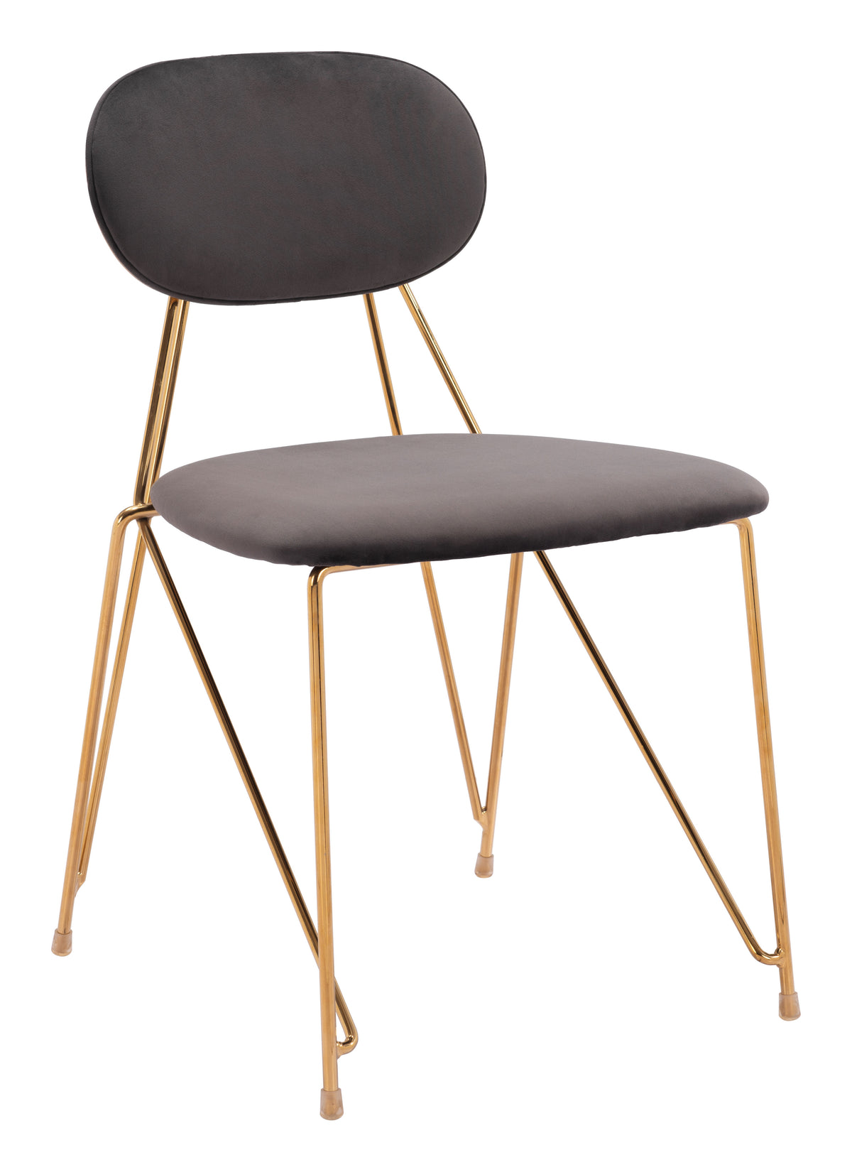 SILLA DE COMEDOR GRIS CON BASE DORADA MID-CENTURY