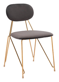 SILLA DE COMEDOR GRIS CON BASE DORADA MID-CENTURY