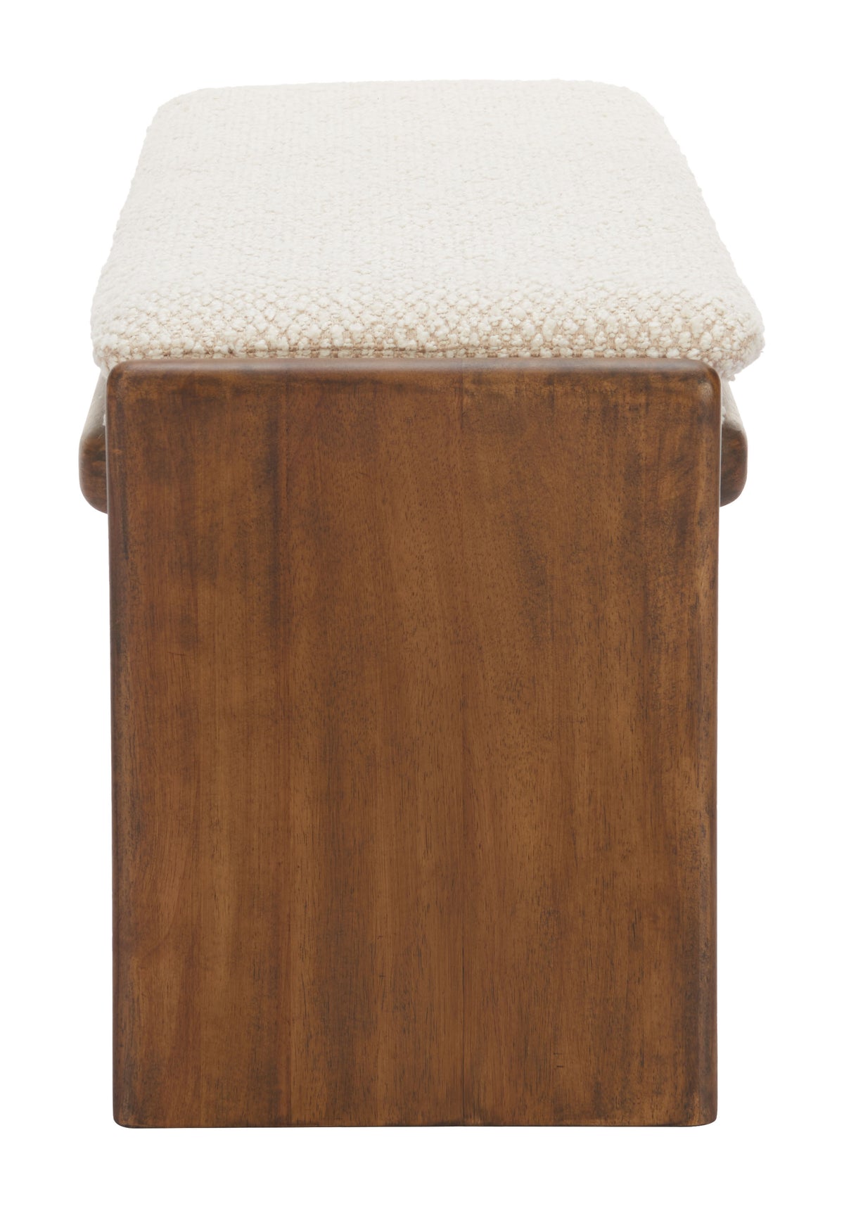 BANCA TAPIZADA BEIGE DE ESTILO MODERNO CON BASE DE MADERA