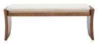BANCA TAPIZADA BEIGE DE ESTILO MODERNO CON BASE DE MADERA