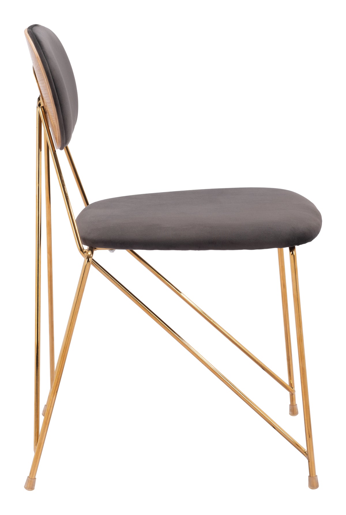 SILLA DE COMEDOR GRIS CON BASE DORADA MID-CENTURY