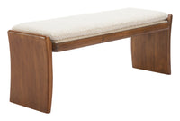 BANCA TAPIZADA BEIGE DE ESTILO MODERNO CON BASE DE MADERA