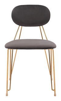 SILLA DE COMEDOR GRIS CON BASE DORADA MID-CENTURY