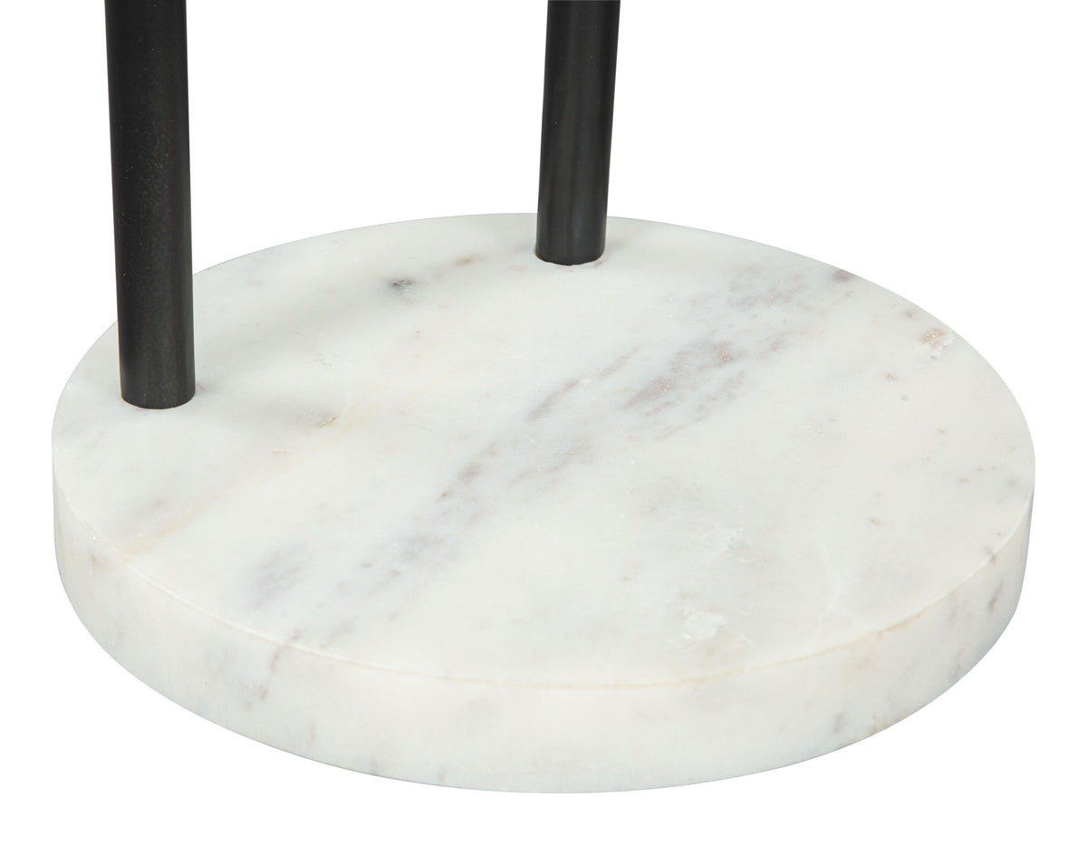 MESA AUXILIAR LUNEL NEGRA CON BASE DE MARMOL BLANCO