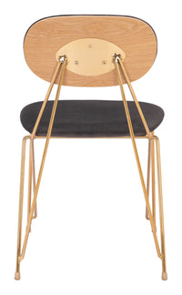SILLA DE COMEDOR GRIS CON BASE DORADA MID-CENTURY