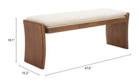BANCA TAPIZADA BEIGE DE ESTILO MODERNO CON BASE DE MADERA