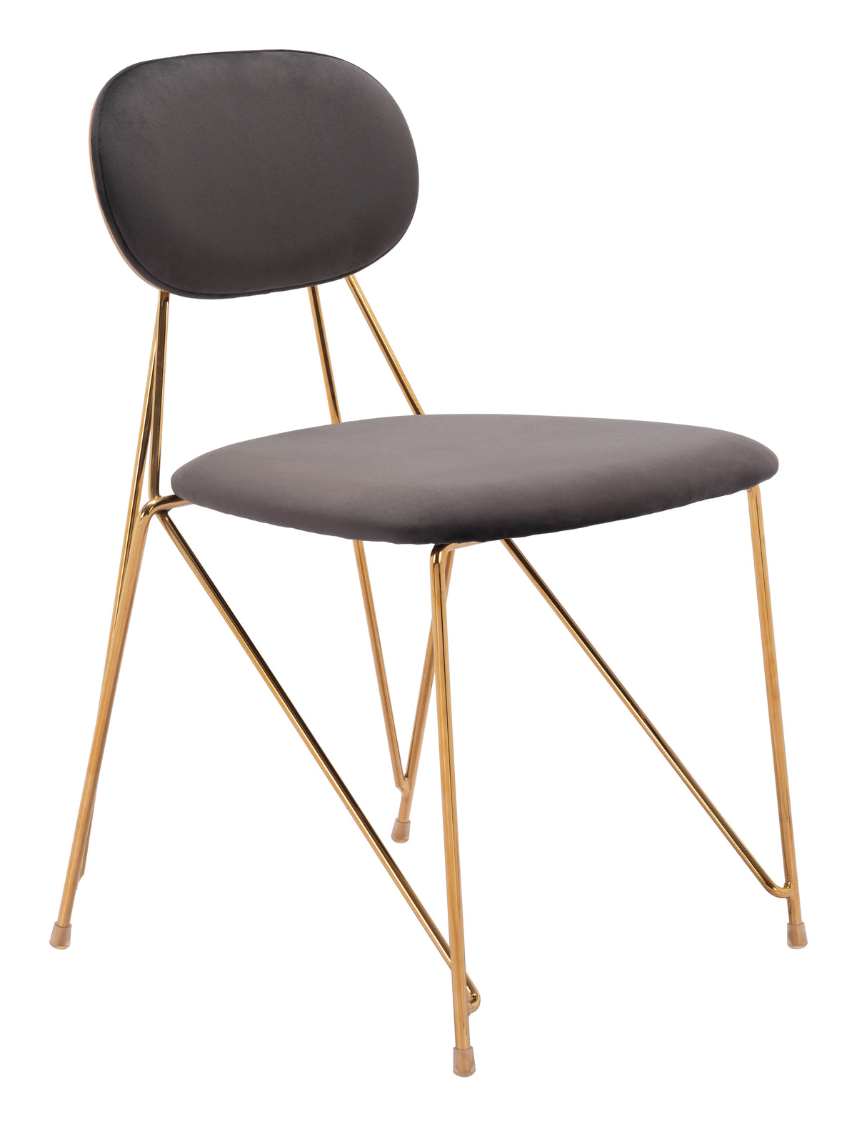 SILLA DE COMEDOR GRIS CON BASE DORADA MID-CENTURY