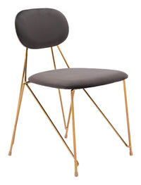 SILLA DE COMEDOR GRIS CON BASE DORADA MID-CENTURY