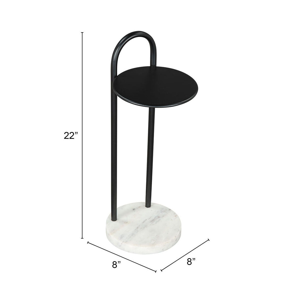 MESA AUXILIAR LUNEL NEGRA CON BASE DE MARMOL BLANCO