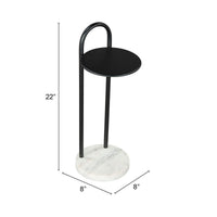 MESA AUXILIAR LUNEL NEGRA CON BASE DE MARMOL BLANCO
