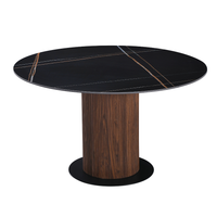 Mesa de Comedor MÁREN Stone Negro Nogal | Diseño Moderno y Elegante