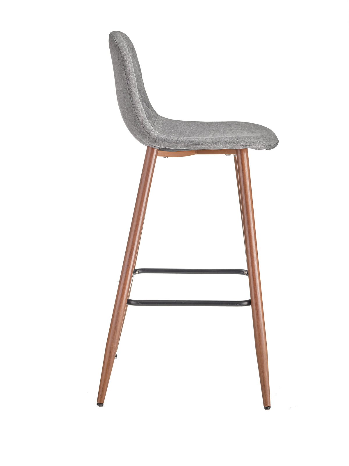 BANCO AÚREN BORDADO TELA GRIS METAL/MADERA