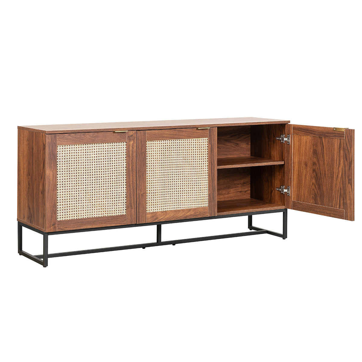 CREDENZA PALERMO NEGRO Y RATTÁN