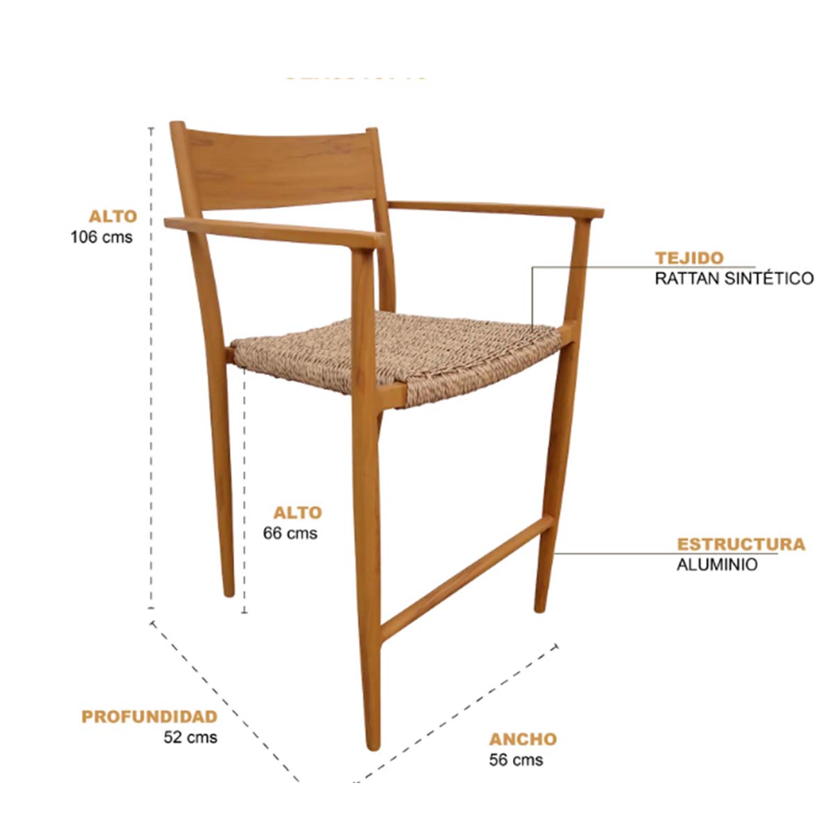 SILLA ALTA WOOD LOOK