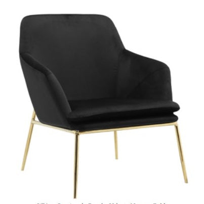 SILLON OCASIONAL XIMENA VELVET NEGRO GOLD